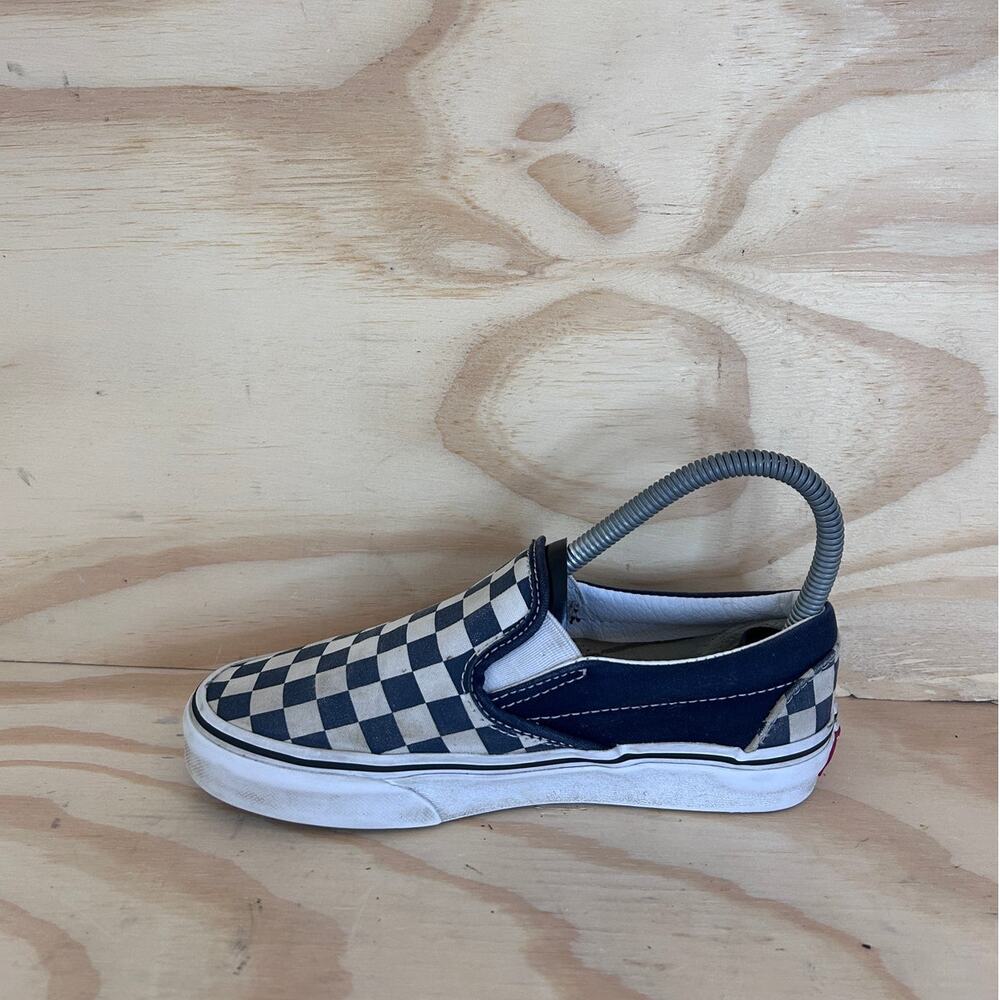 Vans Off The Wall Classic Slip-On Checkeredboard Sneakers Blue/White Women's - 5 - Picture 4 of 9